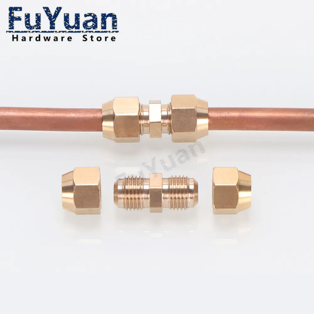 Flared Brass Straight through pipe fittings 1pcs 6/8/10/12/14mm Tube connector Fitting Air conditioning extension tool Fitting