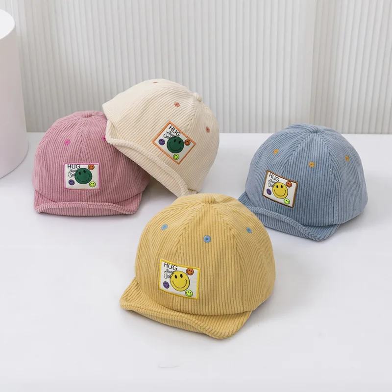 Spring Autumn Baby Cute Cotton Baseball Caps Fashion Boys Hat Adjustable Children's Smiley Peaked Cap for Girls Headwear 6-24M korea embroidered kids baseball caps cute bunny baby peaked cap autumn boys girls cap kids accessories