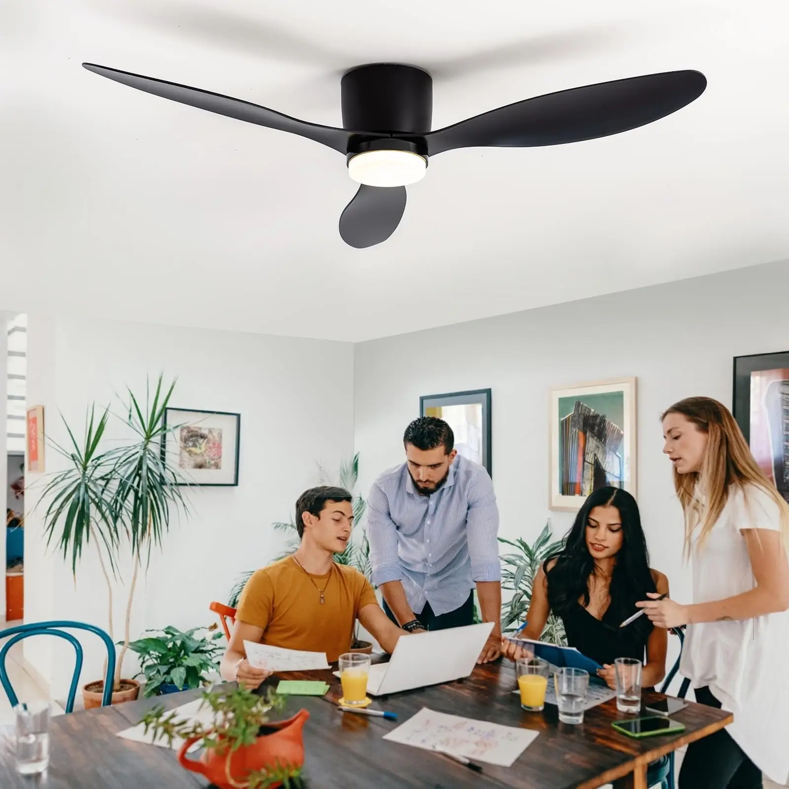 IRALAN Ceiling Fan With Light,42 Inch/52 Inch Low Profile Ceiling Fan with remote control,  For Indoor and Covered Outdoor 4