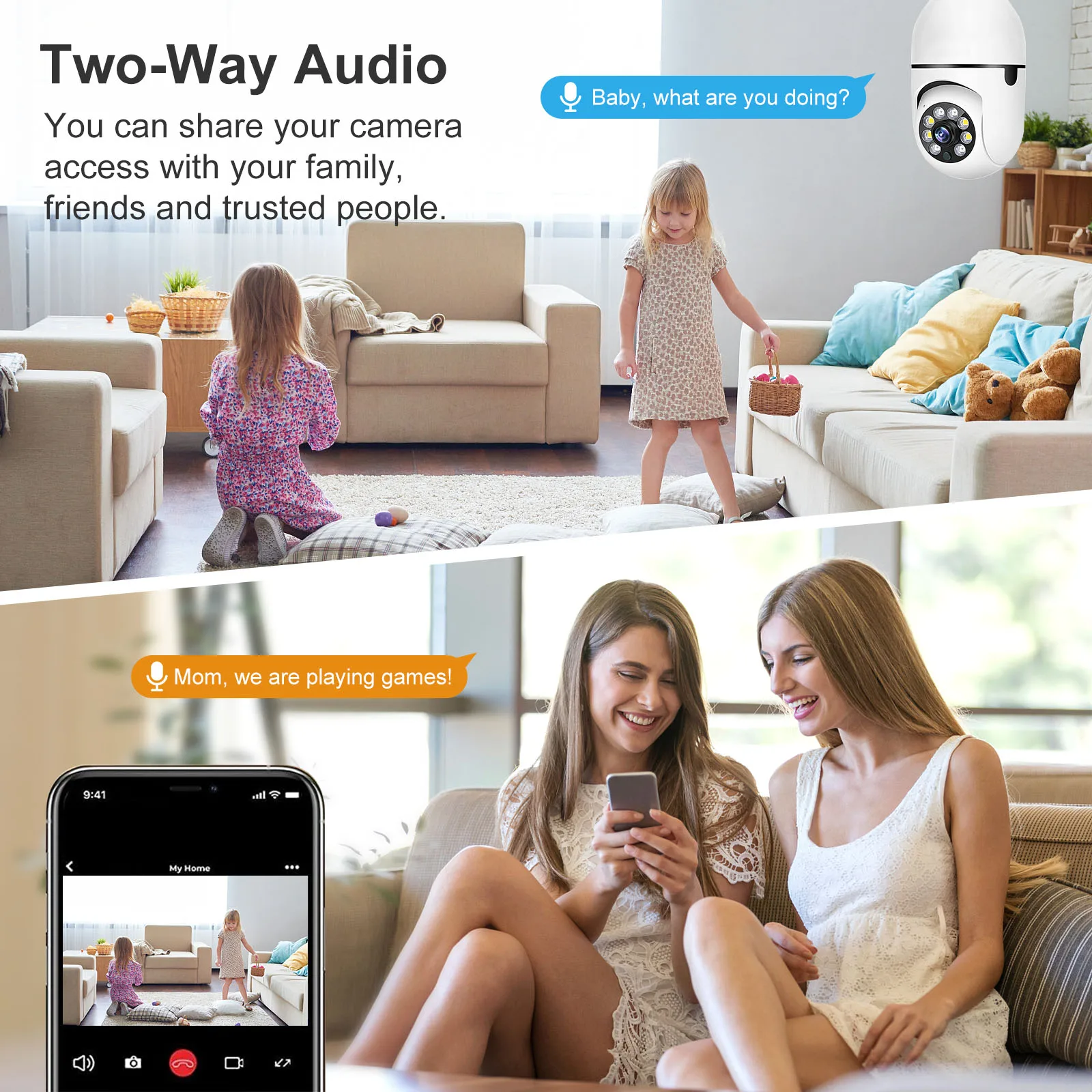 E27 Bulb Wifi Surveillance Camera Wireless Night Vision HD Automatic Human Tracking Security Baby Monitor Zoom Full Color Video 4 E27 Bulb Wifi Surveillance Camera Wireless Night Vision HD Automatic Human Tracking Security Baby Monitor Zoom Full Color Video 4