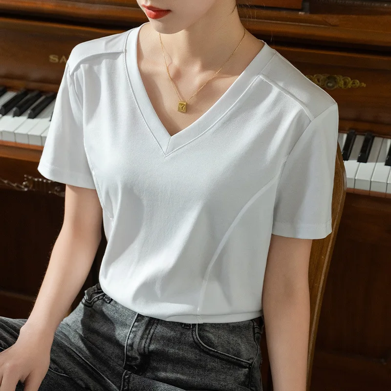 

Высококачественные Женские топы 2024 однотонная весенне-летняя футболка женская изящная одежда пикантный укороченный топ одежда комбинированная блузка Y2k