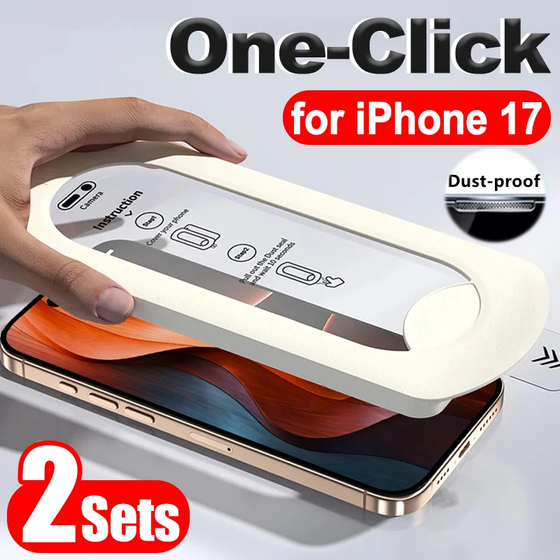 2-Piece Easy Install Tempered Glass Screen Protector Set with 9H Hardness for Dust-Free, Shatterproof Protection