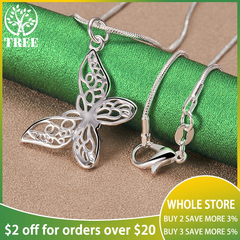 

ALITREE 925 Sterling Silver Hollow Butterfly Pendant Necklace For Women necklaces Fashion Party Birthday Wedding Jewelry Gifts