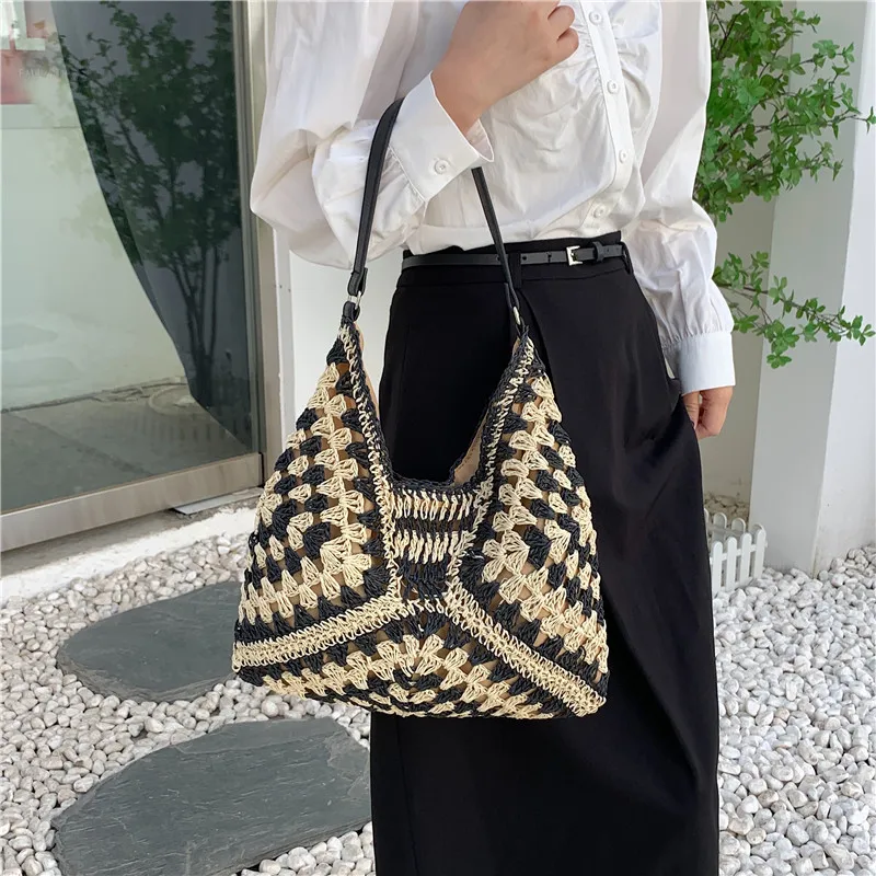 Woven Beach Shoulder Bag for Women and Girls