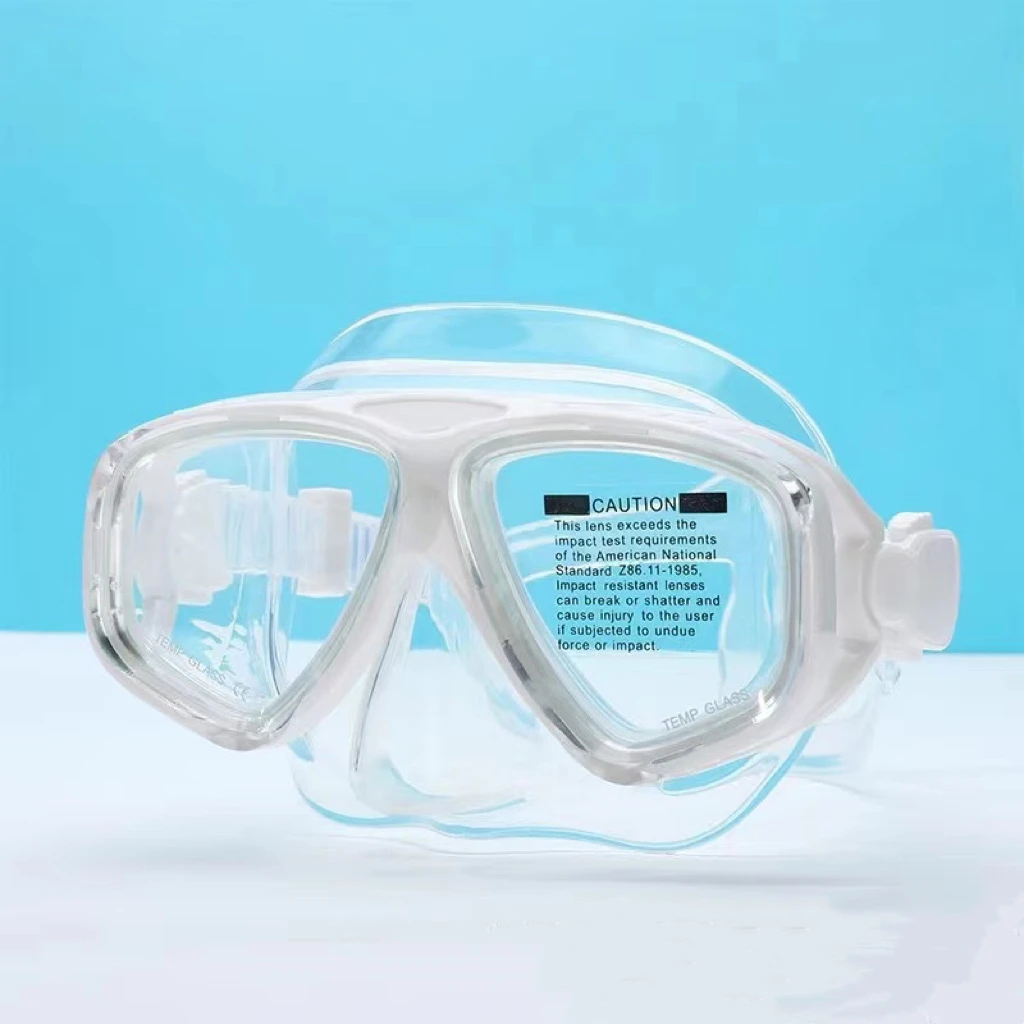 Snorkel Mask Swimming Goggles Scuba Diving Silicone Skirt Tempered Glass Len Wide View Training With Nose Cover Adjustable Strap