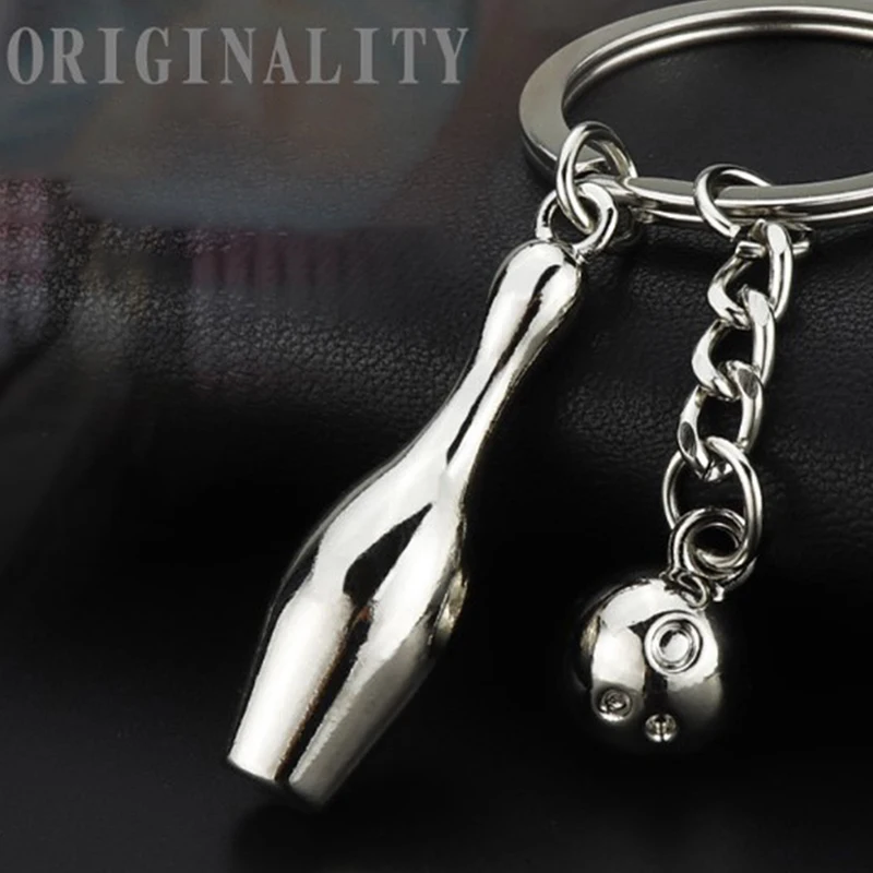 Creative Alloy Bowling Ball Pendant Car Key Ring Purse Bag Ornament Keychain Sports Lover Club Gift bowling accessories