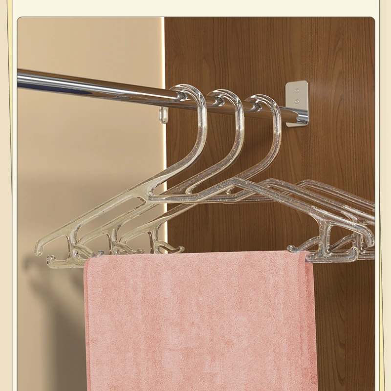 10pc Acrylic Transparent Hanger,Shiny Golden Powder Wardrobe Storage Organizer Racks,Ultra-Thin Space Saving Laundry Hanger,Pink 3