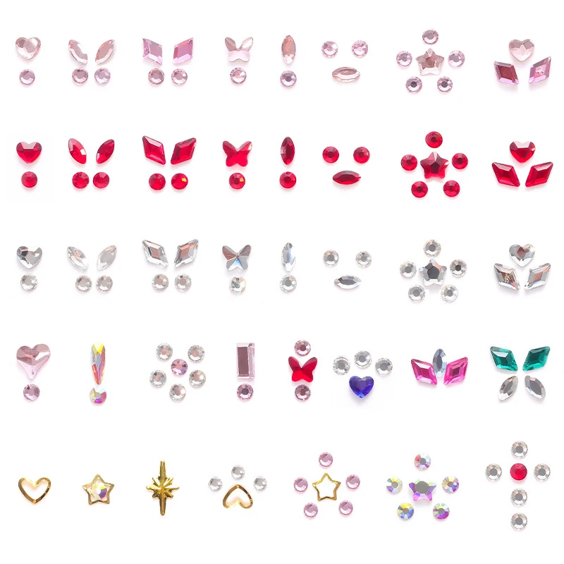 치과 치아 보석 크리스탈 다이아몬드 장식 DIY 도구, 의치 아크릴, 다양한 모양, 컬러 치아 쥬얼리, 1 세트