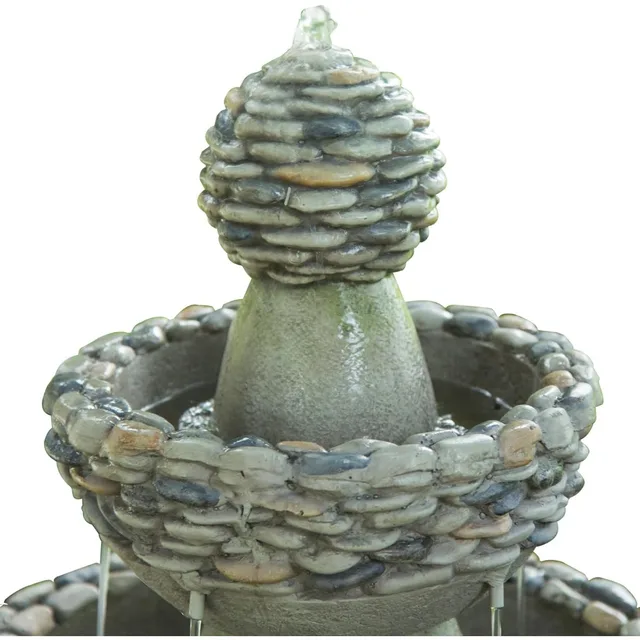 36.5" Outdoor 3-Tier Zen Pedestal Water Fountain 6