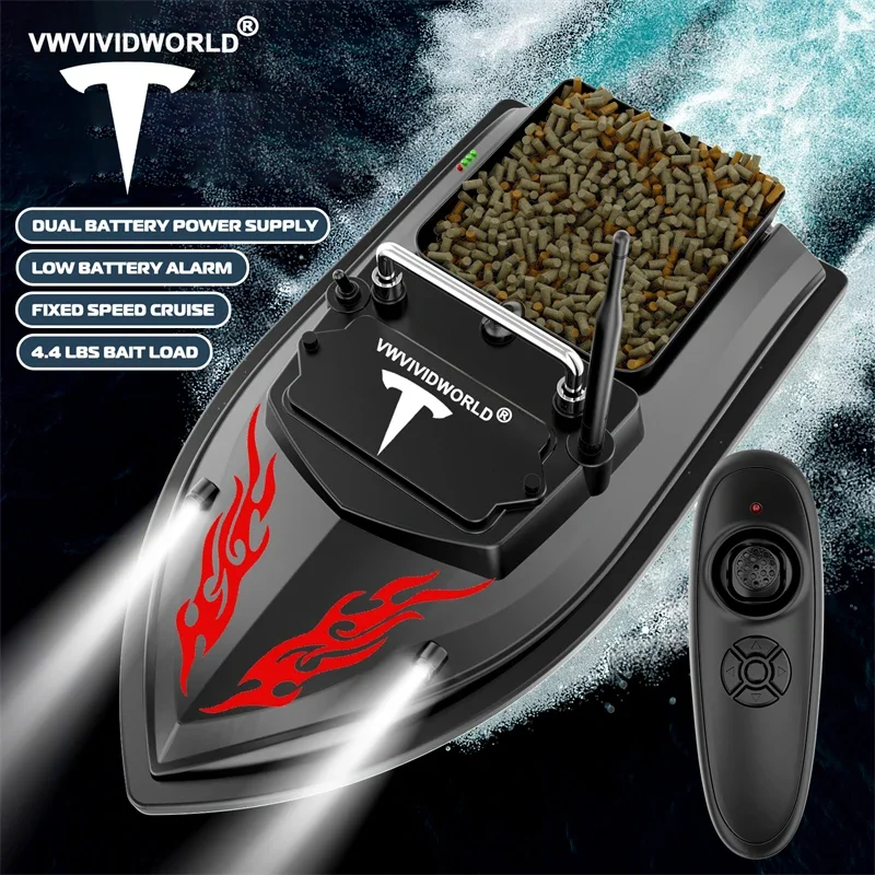 VWVIVIDWORLD Brand,High Quality,2024 New,Dual Battery,Long Battery Life,Large Capacity,RC Bait Boat,Remote Control Bait Boat 4