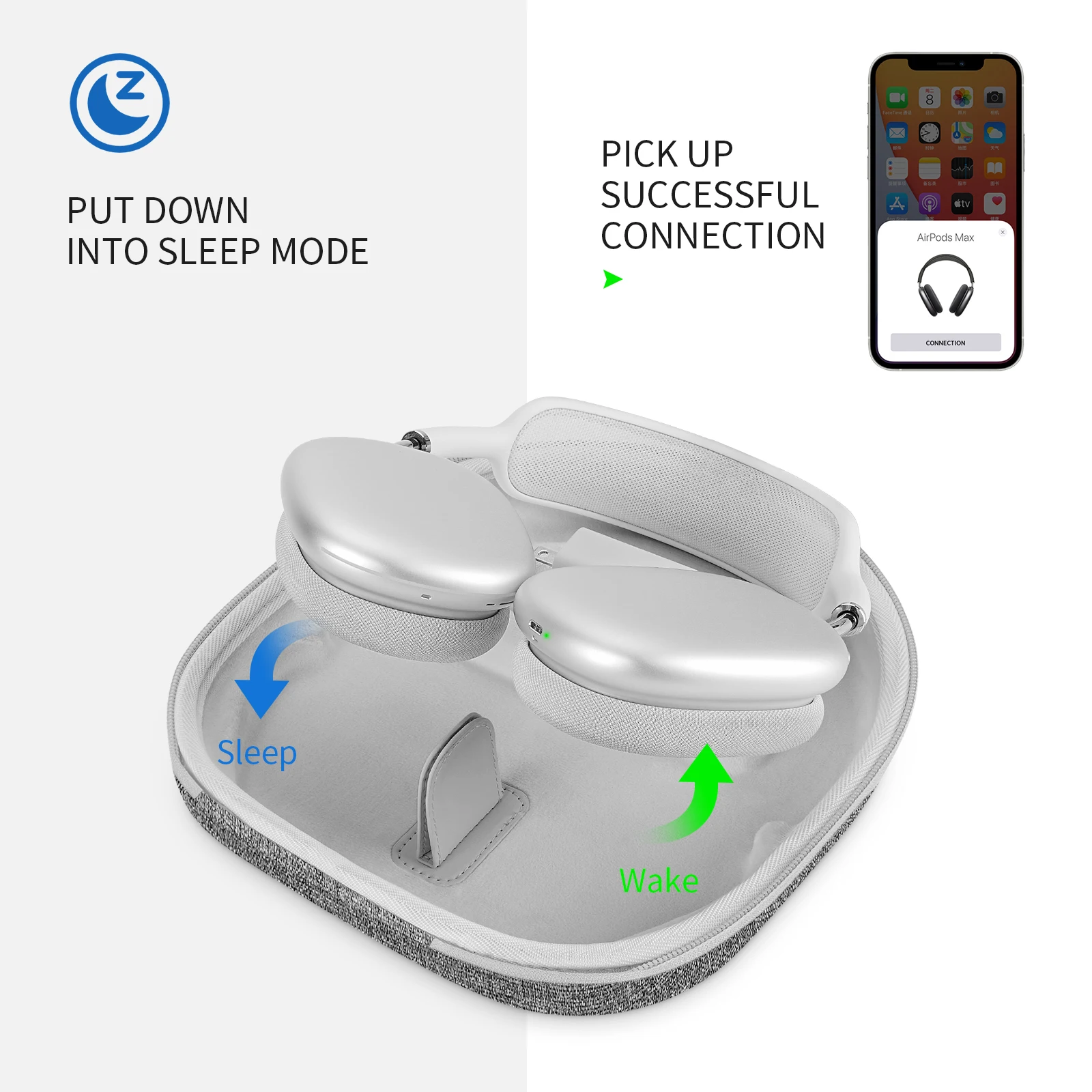 Yinke Smart Case for Apple AirPods Max Supports Sleep Mode