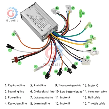 Controller per bici elettrica da 350 W 24-48 V, display LCD per motore a onda sinusoidale con controllo della velocità e acceleratore bloccabile per bicicletta/scooter elettrico