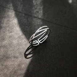 Silver Irregular Line Adjustable Ring for Women - Fashionable Jewelry Accessory (RT4020S)