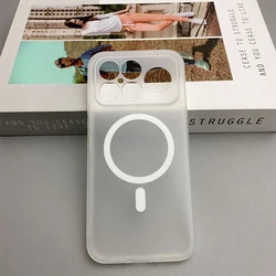 Sleek Frosted Transparent Ultra Thin Magnetic Shockproof Case with Anti - slip Protection for POCO F7 (White)