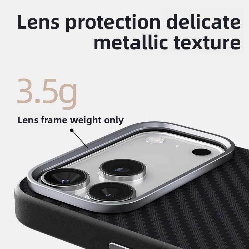 Carbon Fiber Abstract Geometric MagSafe Case with Camera Alloy Armor Protection