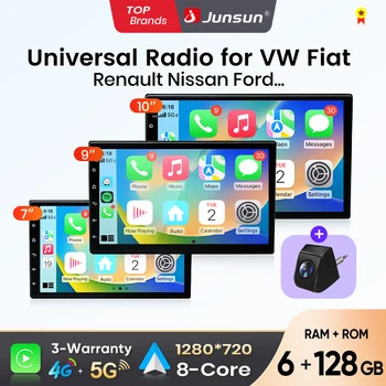 Radio Universal para Auto Junsun de 7, 9 y 10 Pulgadas, CarPlay Inalámbrico, Android Auto, Sistema Multimedia de Navegación Estéreo para VW, Fiat, Renault, Nissan, Hyundai 1