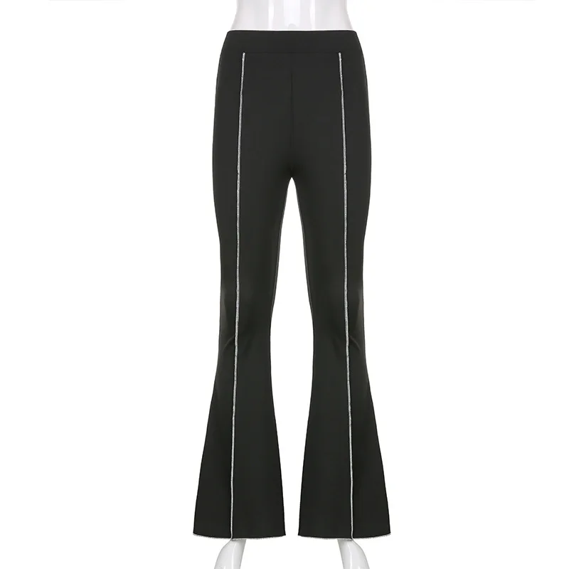 old navy capris Spring Fashion Slim Sexy Stitching Women Flare Pants Elastic Waist Skinny Trousers Y2k Joggers High Waist Bell-bottoms 4 Colors dress pants