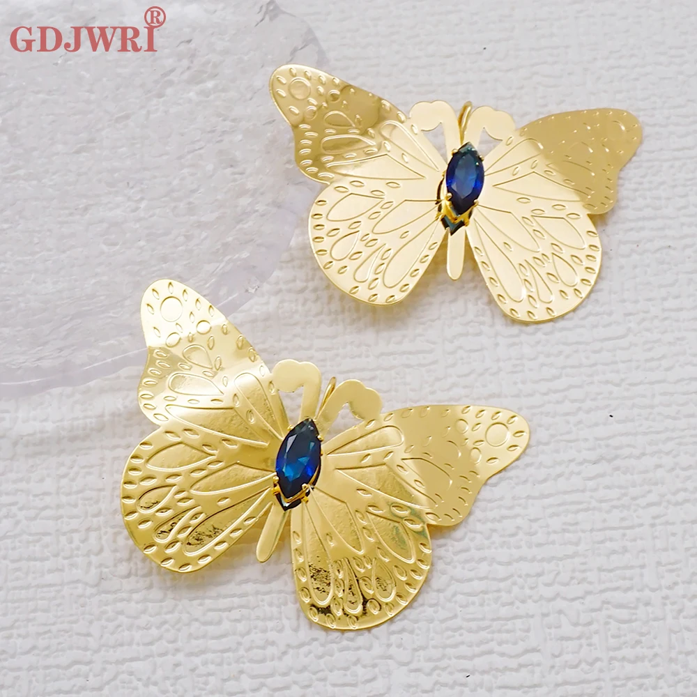 Fashion Personality Dubai Gold Color Crystal Butterfly Earrings For Women Copper Statement Drop Earings Bohemia Geometry Jewelry