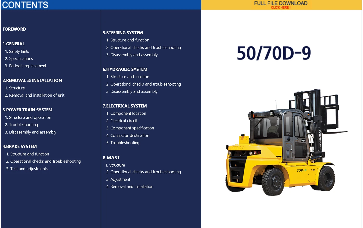 フォークリフトとエンジンサービスマニュアルとワークショップマニュアル現代22 Workshop Manual Service Manualtruck Service Manuals Aliexpress