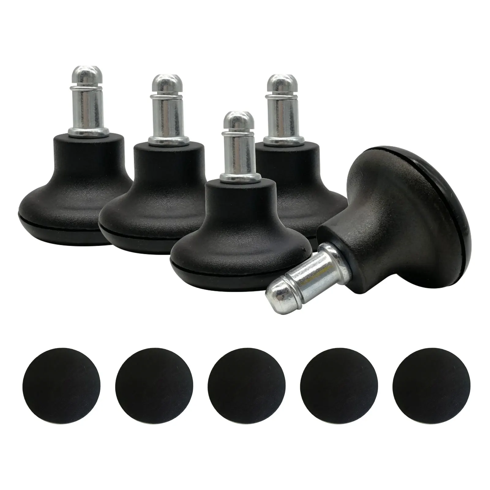 

5pcs Hotel Self Adhesive Chair Wheels Stopper For Carpet Swivel Caster 2 Inch High Felt Pad Stool Home Black Office Glides