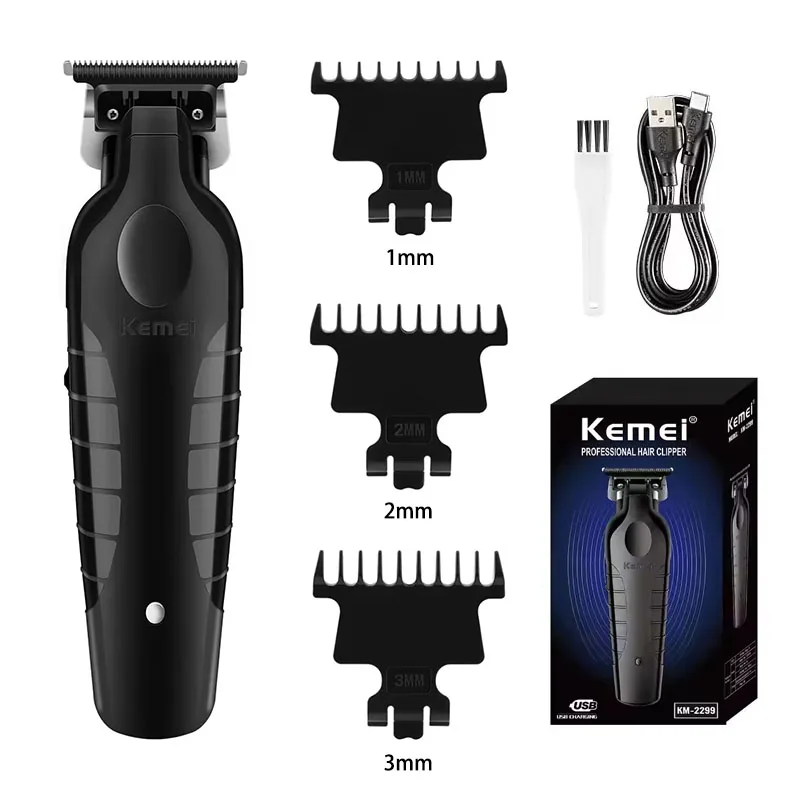 Kemei 2299 professional men’s hair/beard trimmer with zero gap hair clipper and T-shaped blade, cordless charging
