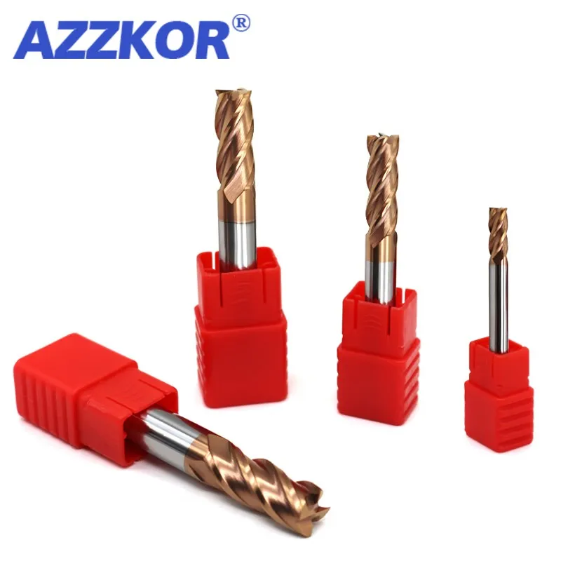 4-Shank Milling Cutter Tungsten Steel Carbide Alloy Coating 4-Flute Flat End Mill For CNC Machining Endmills 10PCS