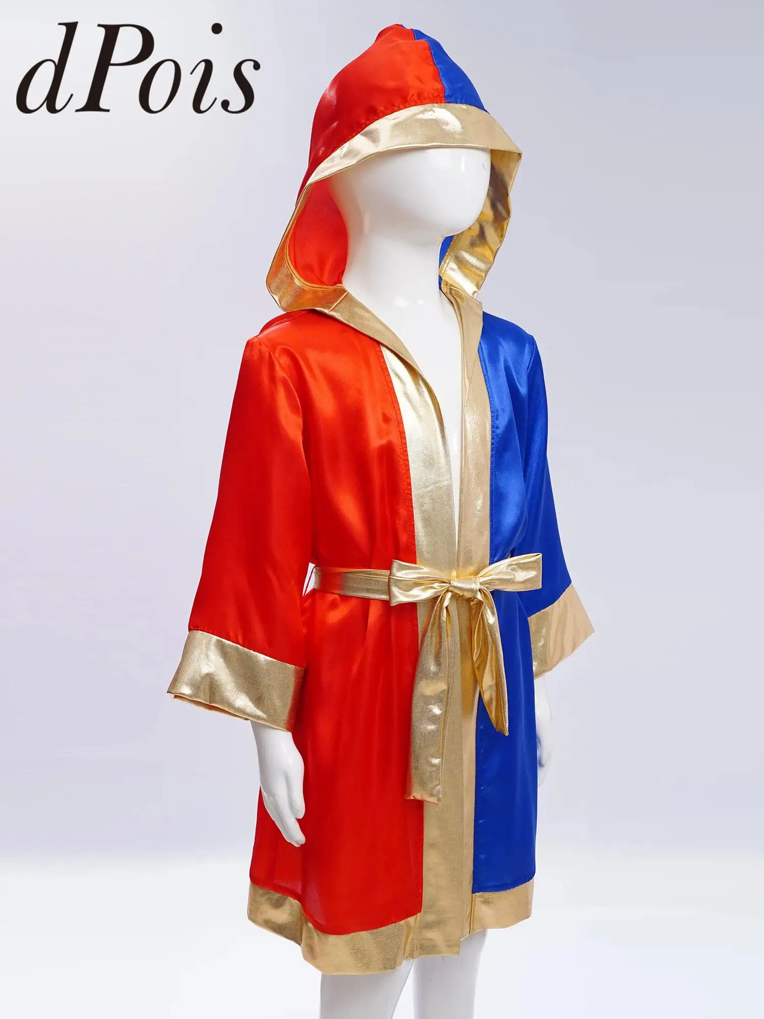 Children Fight Grappling Costume Boxing Robes Bjj Pugilism Boys Kids Muay Thai Modern Sport Hooded Boxer Robe with Metallic Belt