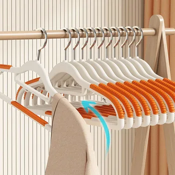 10 pezzi nero/arancione/grigio multifunzionale per uso domestico bagnato e asciutto adatto per appendere vestiti camera da letto armadio antiscivolo 1