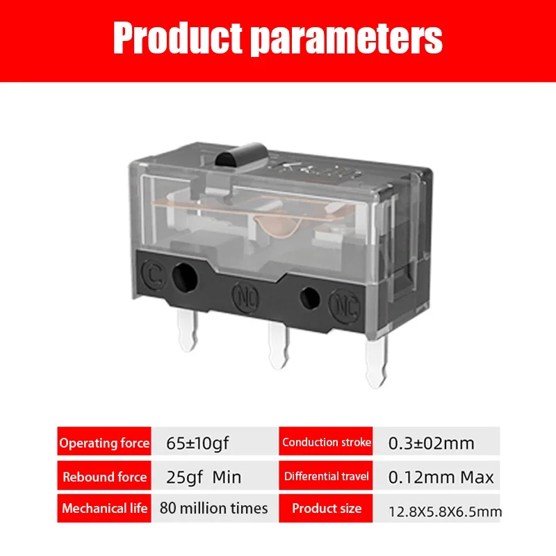 Micro Interruptor Original do Rato do Kailh Botão Micro Contator do Ouro Ponto Preto de Pinos 80 Milhões Clique a Vida gm 8.0 Peças Peças - Imagem 6