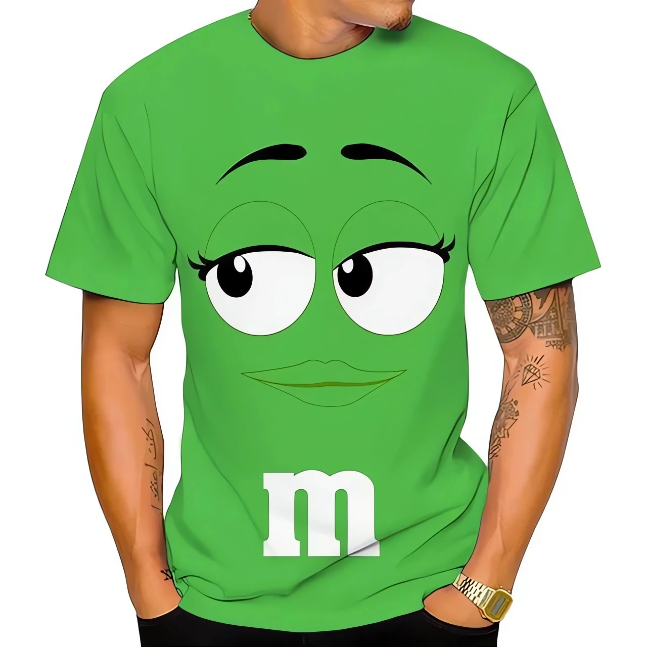 3d printed t shirts Summer innovative M&M chocolate bean children's 3D printed men's T-shirt 100-6XL