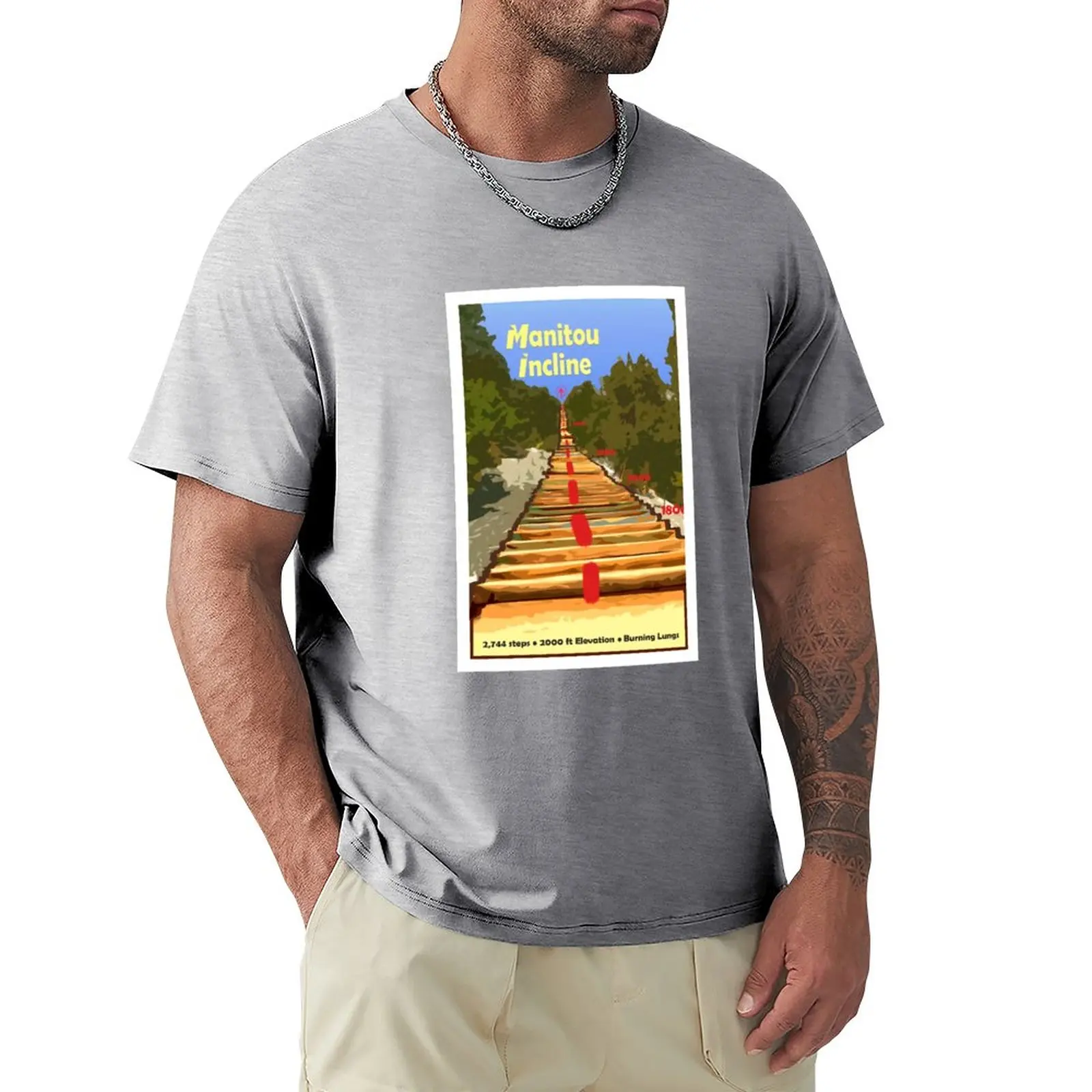 Manitou Incline Hike Artwork T-Shirt Summer Top Tees Abbigliamento Uomo Oversize