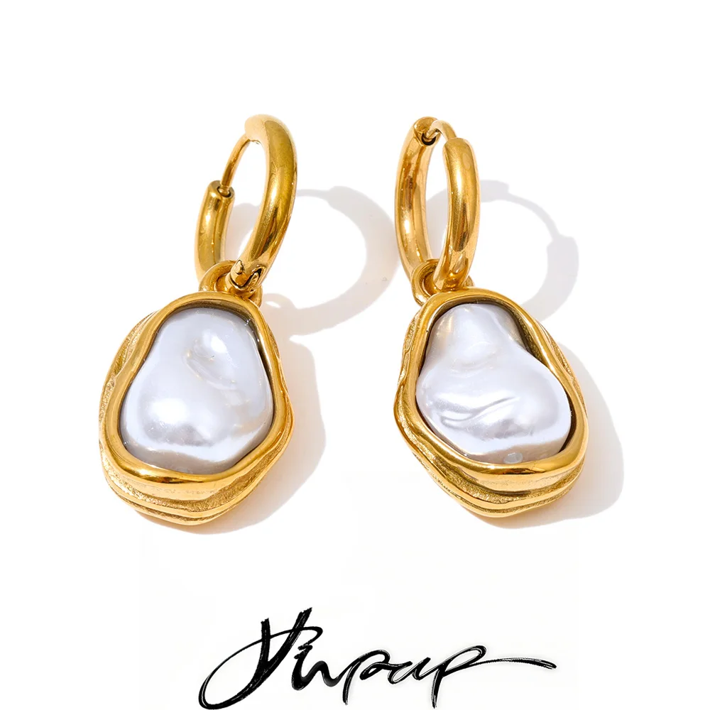 Yhpup Baroque Imitation Pearls Drop Dangle Earrings for Women