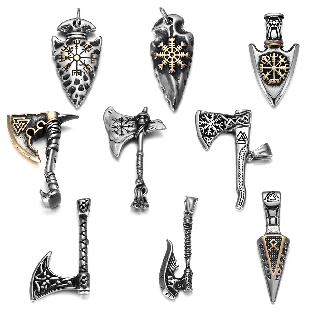 316L Stainless Steel Norse Viking Rune Spear Pendant for Men Necklace DIY Accessories Finding Jewelry Making Charm
