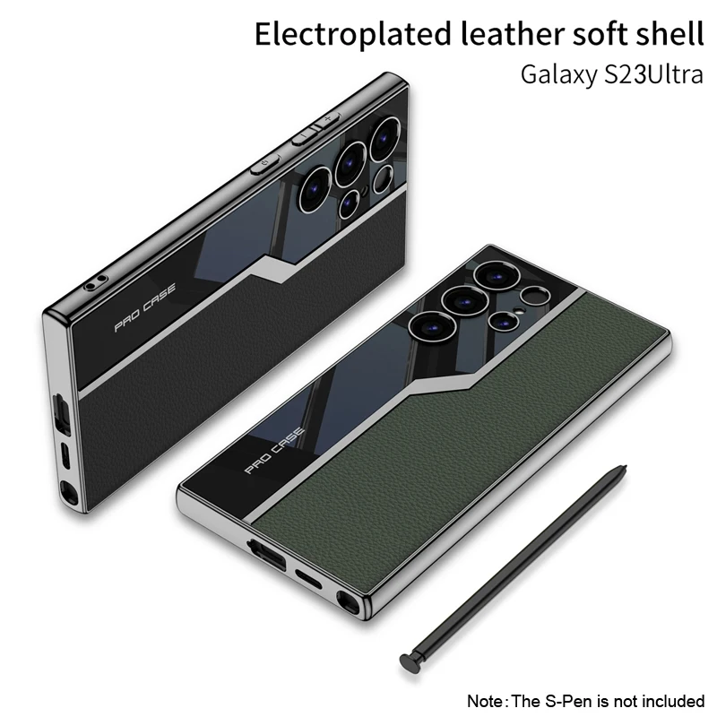 Luxury Electroplated Leather Case with Soft TPU Frame and Camera Protection