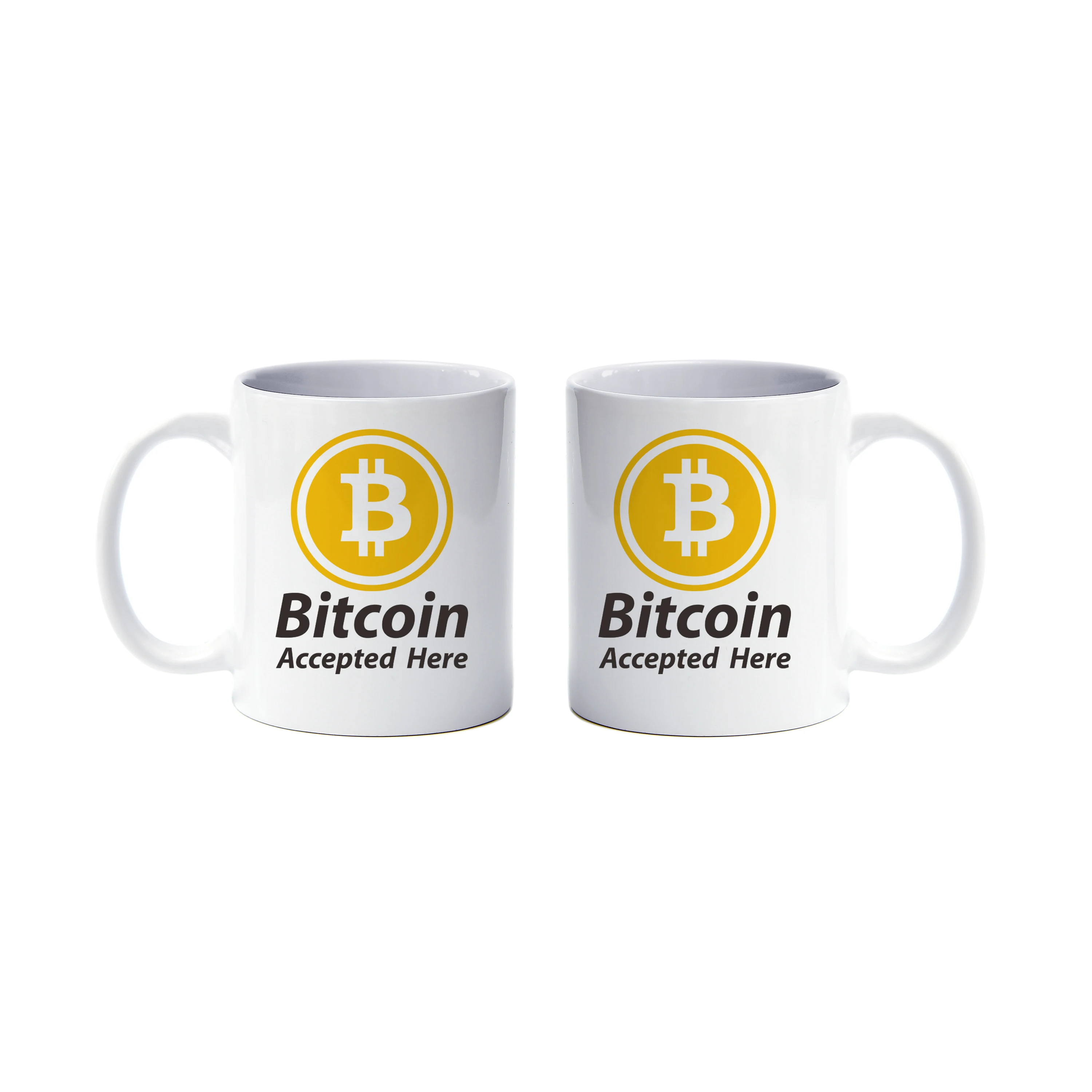 Bitcoin aceito aqui moeda criptografada btc caneca branca xícara de café  caneca de café de vidro copo de café de viagem quente e frio - AliExpress