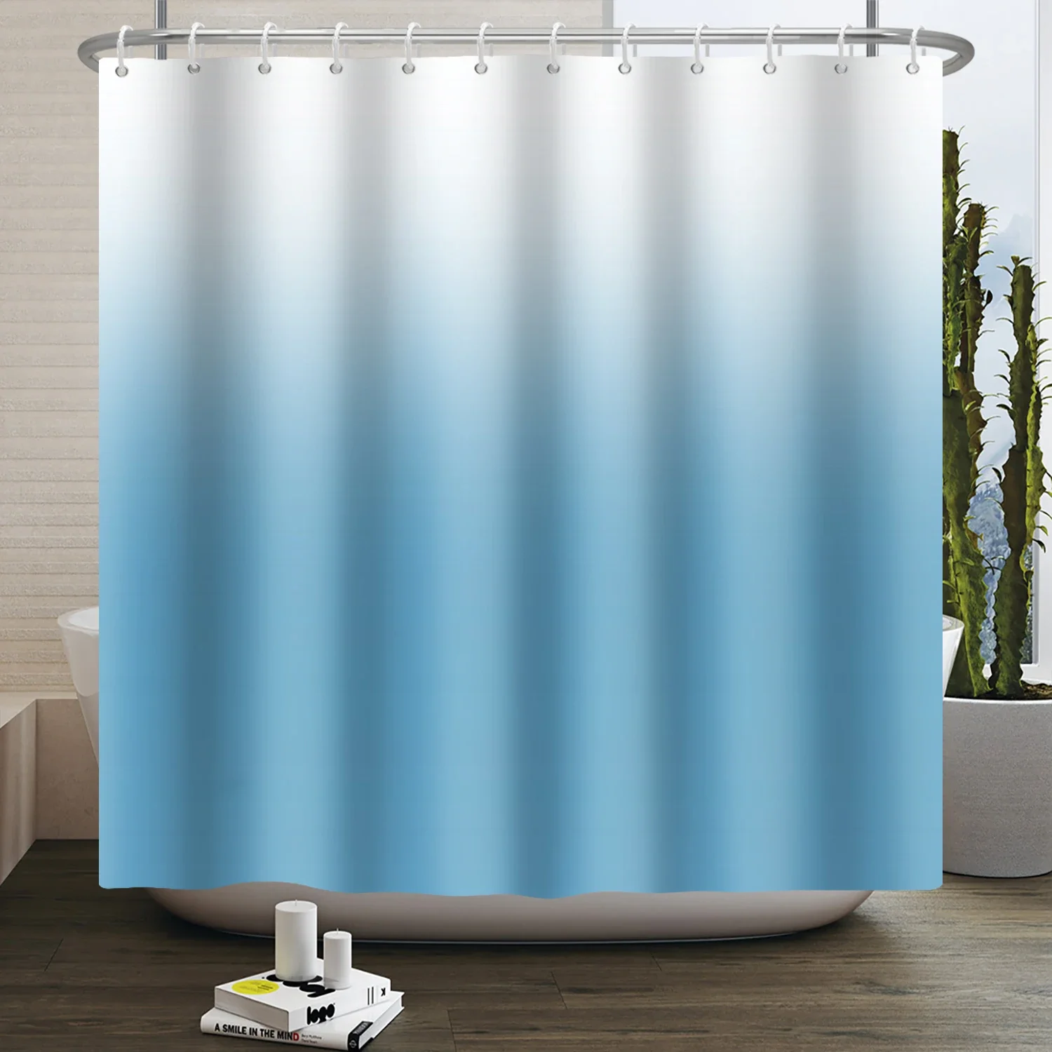 Solid Color Ombre Shower Curtain for Bathroom Gradient Textured Modern Abstract Elegant Chic Waterproof Shower Curtain With Hook 4