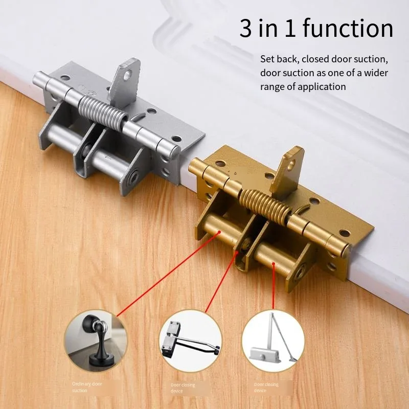 1PCS 4 inches Invisible Door Spring Hinge Automatic Closing Wooden Multi-function Closer 90 Degree Positioning with 8 Screws