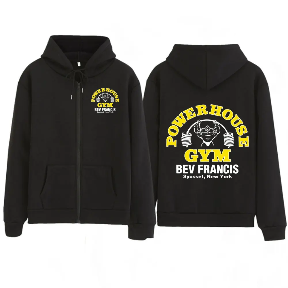 Powerhouse Gym Grafik Hoodie Olympia Fitness Gewichtheben Übung Hip-Hop Zip Up Sweatshirt Männer Frauen Harajuku Zipper Hoodies