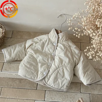Warm Jacket Outwear For Newborn Baby Boy Girls 0-3 Years Old Casual Cashmere Lined Winter Cotton Coat Long Sleeve Toddler Kids