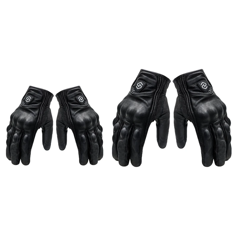 

2 Pair Outdoor Protective Gloves Leather Windproof Gloves All-Fingerpressscreen Gloves Motocross Riding Gloves M & XL