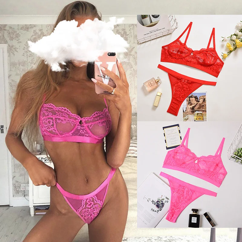 

Sexy Lace Bra Set Ladies Lace Straps Bralette Push Up bras female set 2 pcs erotic Lingerie Set Women Underwear Set Home suit