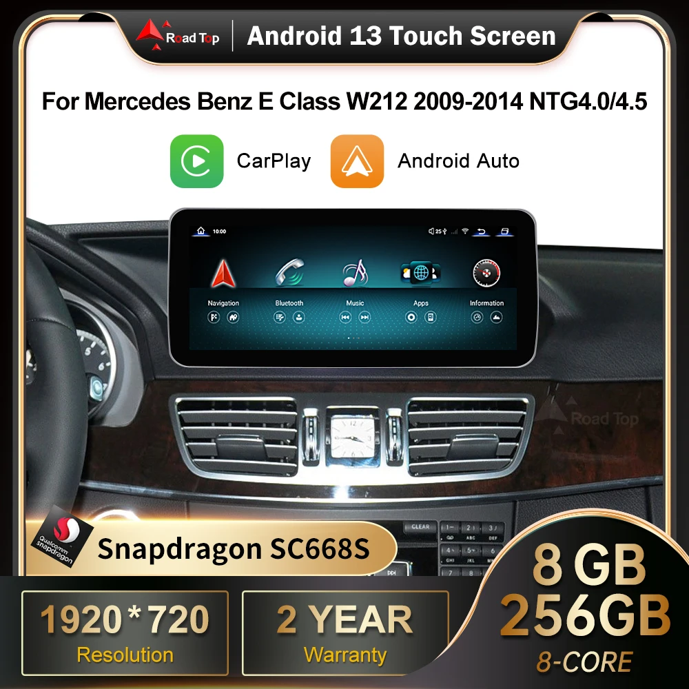

Android 13 for Mercedes-Benz E Class W212 2009-2014 Radio GPS Navigation Bluetooth WiFi Head Unit CarPlay Android Auto Screen