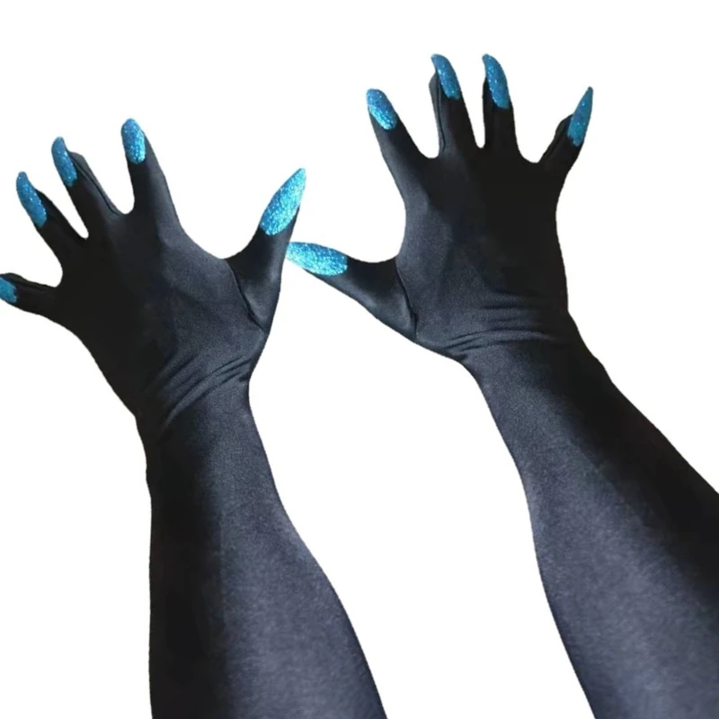 Catwoman Gloves Halloween Gloves Long Ghost Claw Dress Up Gloves Black Long Nails Cosplay Festival Funny Gloves Black Gloves With Claws