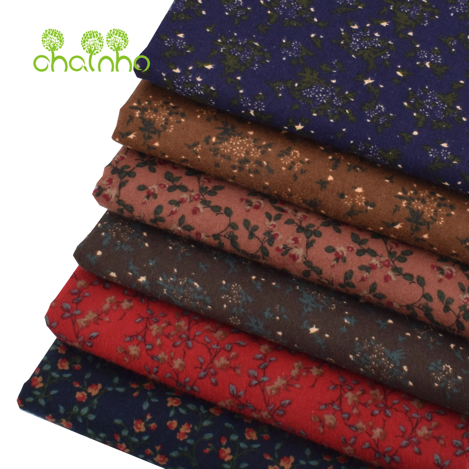 Chainho,Printed Plain Brushed Cotton Fabric,DIY Sewing Quilting Material For Cushion,Pillow,Sofa,Tablecloth,Floral Series,25MM6