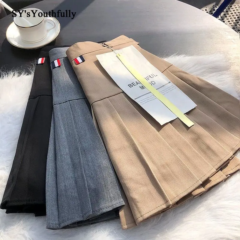 

Y2K Solid Pleated Skirts Women Fashion High Waist Preppy Style Mini Skirt Womens Zipper Korean Chic Street A-line Skirt