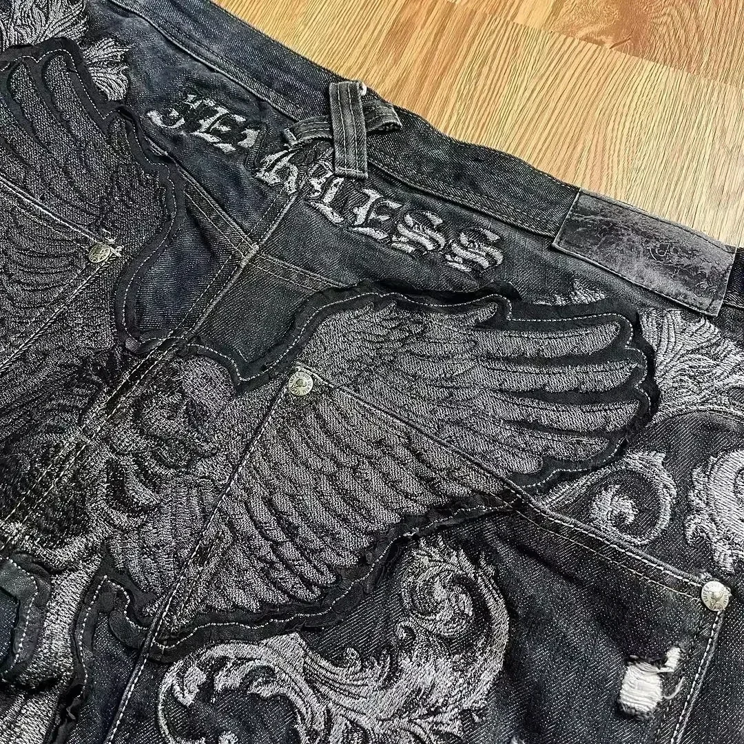 2000s Oversized Couple Jeans American New Fashion Embroidered Loose Jeans Men And Women Street Casual Floor Mopping Pants 5