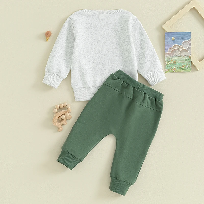 Autumn Toddler Boys Tracksuit Outfits Letter Eagle Print Crew Neck Long Sleeve Sweatshirts and Long Pants 2Pcs Clothes Set