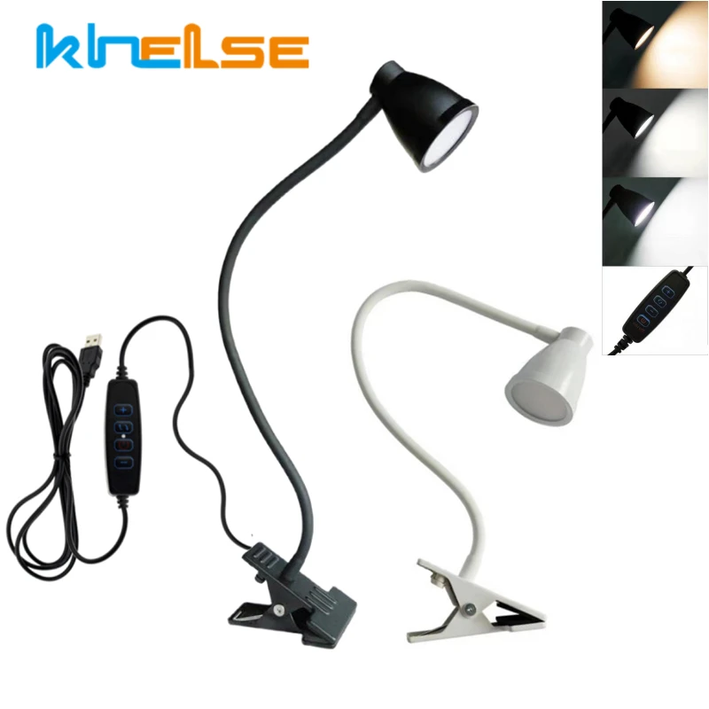 

Eye-Protected LED Clip Desk Lamp 10-Level Dimmable USB Reading Bedside Lamp Flexible Office Book Bedroom Table Light With Switch