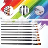 9Pcs Flat Art Paintbrush Set Anti-Shedding Synthetic Nylon with Long Handle Paint Brush for Watercolor Acrylics Gouache Oil 2