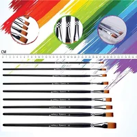 9Pcs Flat Art Paintbrush Set Anti-Shedding Synthetic Nylon with Long Handle Paint Brush for Watercolor Acrylics Gouache Oil 2
